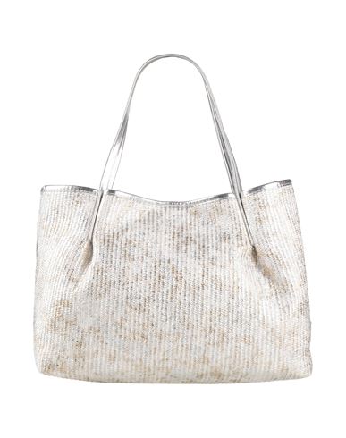 Laura Di Maggio Woman Handbag White Size - Leather, Natural Raffia