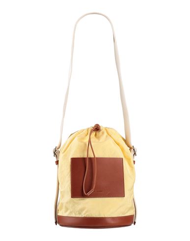 Shop Jil Sander Woman Shoulder Bag Light Yellow Size - Textile Fibers, Leather