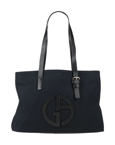 Shop Giorgio Armani Man Shoulder Bag Midnight Blue Size - Cotton, Calfskin