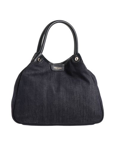 Shop Giorgio Armani Woman Handbag Blue Size - Cotton, Elastane, Cow Leather