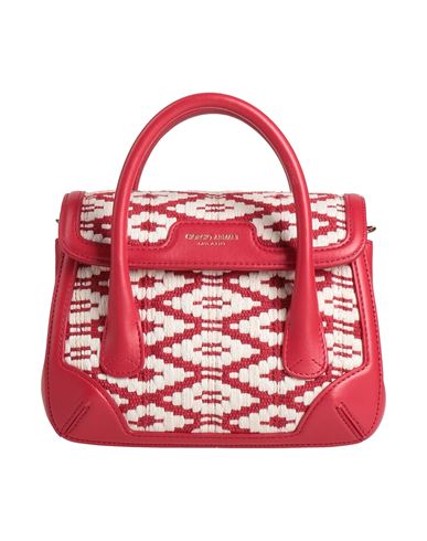 Shop Giorgio Armani Woman Handbag Red Size - Cotton, Cow Leather