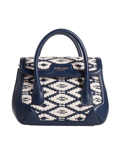 Shop Giorgio Armani Woman Handbag Blue Size - Cotton, Cow Leather