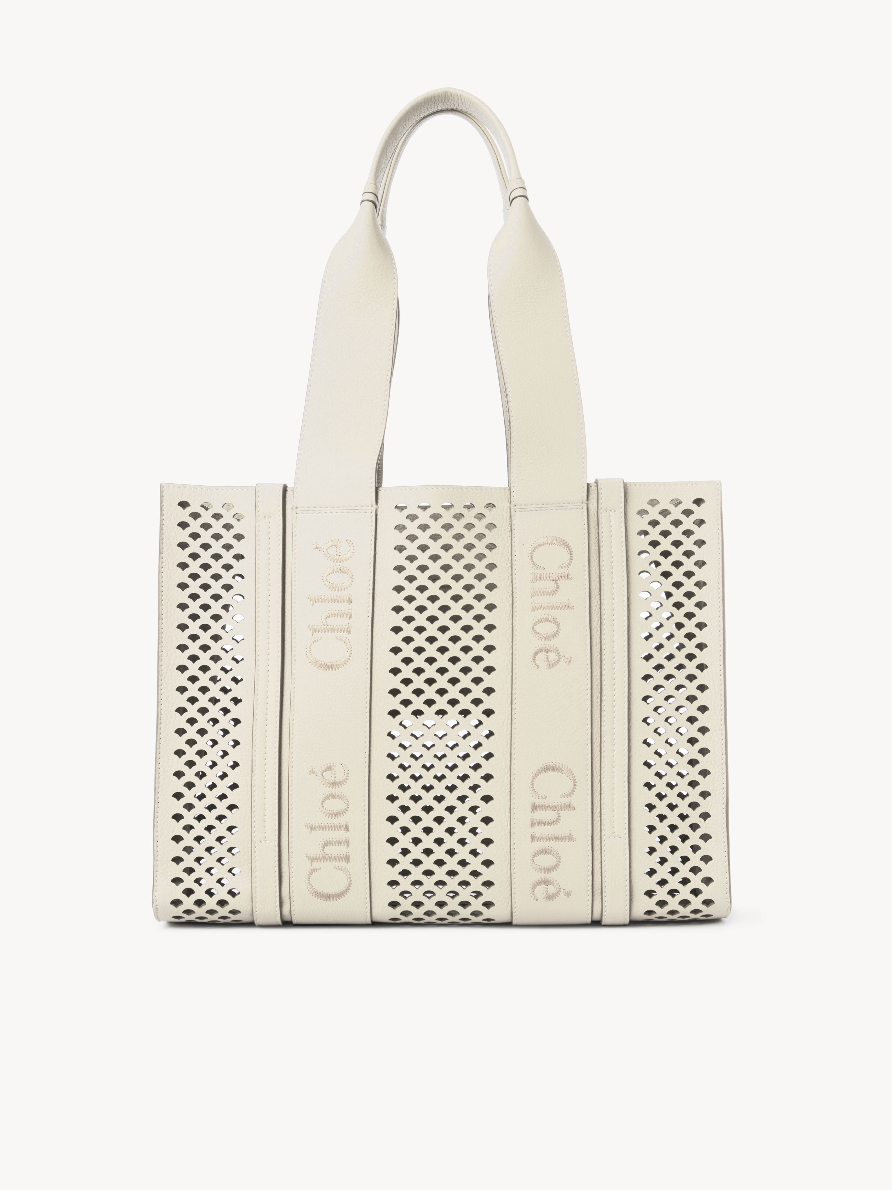 Chloé Sac Cabas Woody En Cuir Grainé Femme Blanc Taille Onesize 100% Cuir De Veau In White