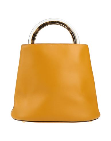 Shop Marni Woman Handbag Ocher Size - Cow Leather, Cotton, Pvc - Polyvinyl Chloride In Yellow