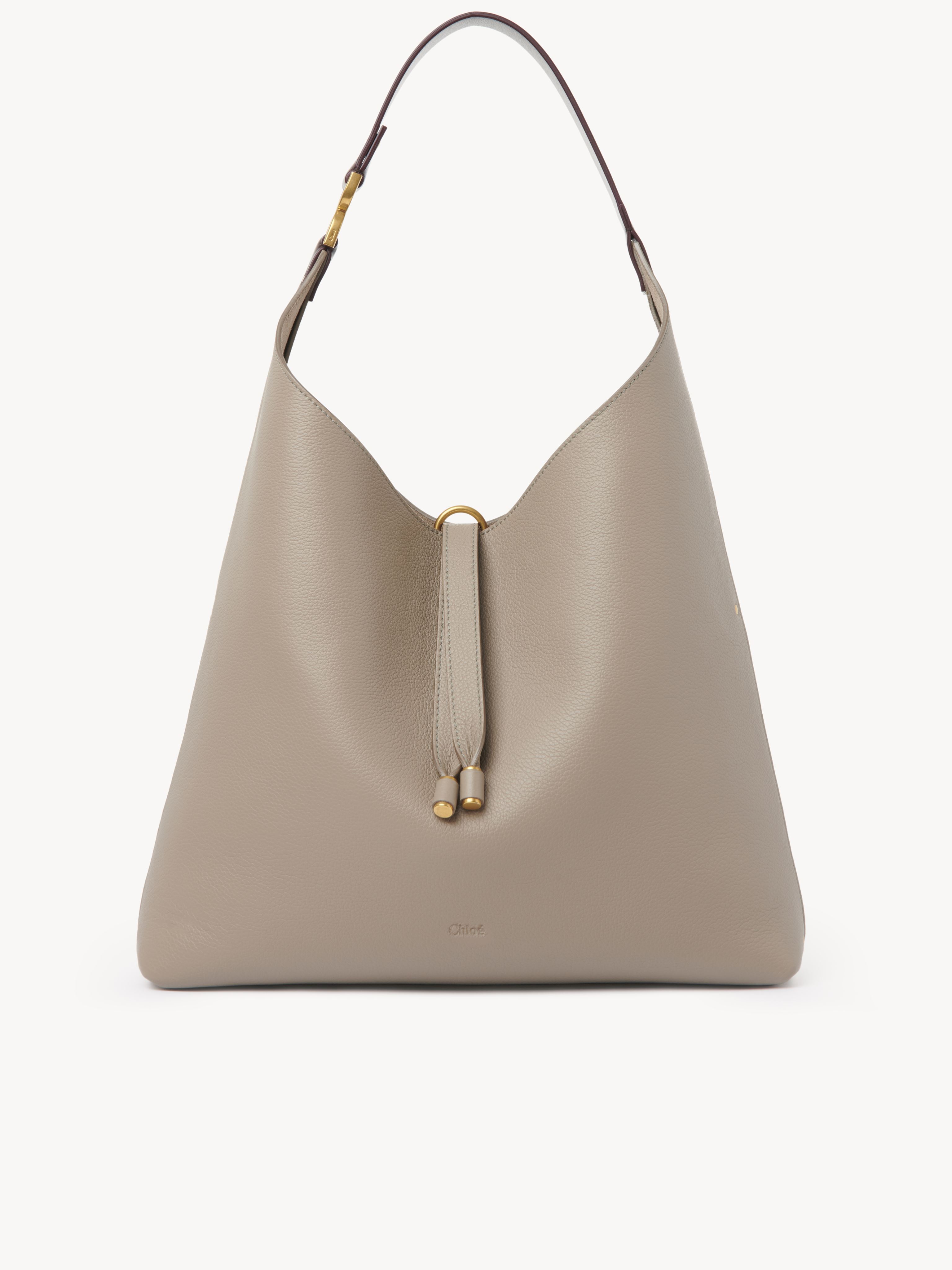 Shop Chloé Sac Hobo Marcie En Cuir Grainé Femme Gris Taille Onesize 100% Cuir De Veau In Grey