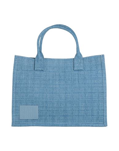 Shop Sandro Woman Handbag Pastel Blue Size - Cotton, Cowhide