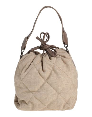 Brunello Cucinelli Woman Handbag Sand Size - Textile Fibers, Leather In Neutral