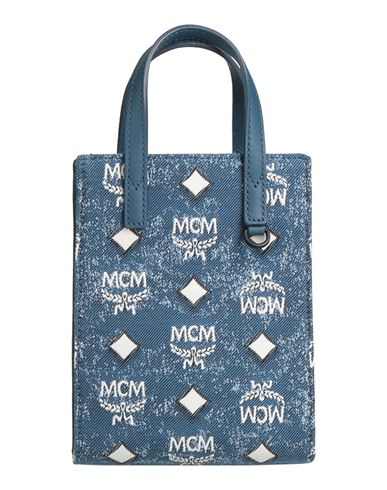 Shop Mcm Woman Handbag Blue Size - Textile Fibers, Leather