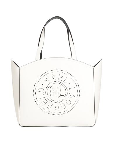 Karl Lagerfeld K/circle Lg Tote Perforated Woman Handbag Off White Size - Cow Leather In Off White
