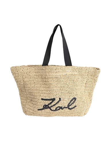 Karl Lagerfeld K/signature Beach Tote Raf Woman Handbag Beige Size - Paper Yarn In Brown