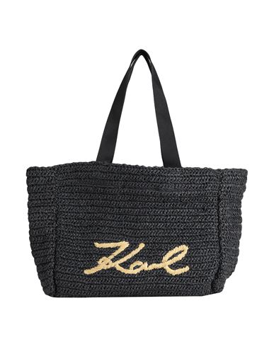 Karl Lagerfeld K/signature Beach Tote Raf Woman Handbag Black Size - Paper Yarn In Brown