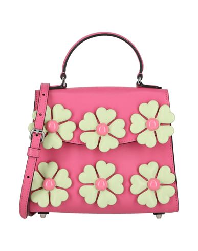 Moschino Floral Applique Satchel Woman Handbag Pink Size - Lambskin