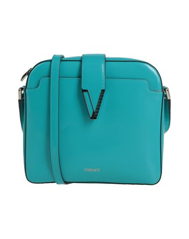 Versace Woman Cross-body Bag Turquoise Size - Calfskin In Blue