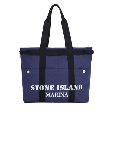 Shop Stone Island Sac Bleu Coton, Polyuréthane Étalé