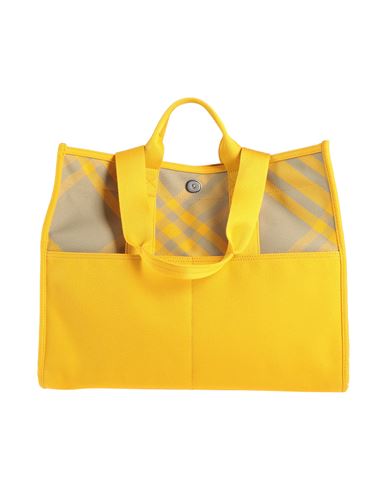 Shop Burberry Woman Handbag Yellow Size - Cotton, Calfskin