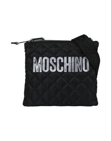 Shop Moschino Quilted Logo Crossbody Bag Woman Cross-body Bag Black Size - Nylon