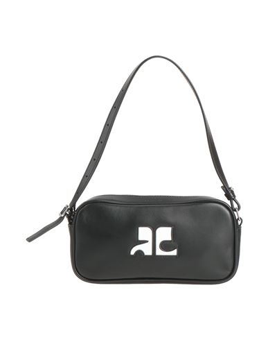 Shop Courrèges Courreges Woman Handbag Black Size - Cowhide, Cow Leather, Polyamide, Polyurethane, Elastane