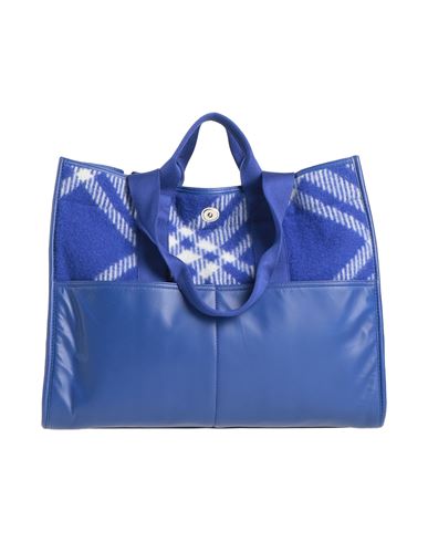 Shop Burberry Man Handbag Blue Size - Virgin Wool, Polyamide, Calfskin