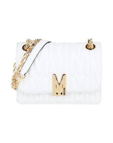 Shop Moschino Small Signature Logo Chain Shoulder Bag Woman Cross-body Bag White Size - Tanned Leather