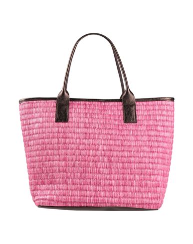 Laura Di Maggio Woman Handbag Fuchsia Size - Leather, Natural Raffia In Pink