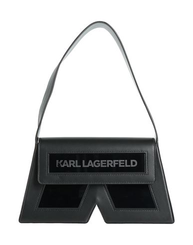 Karl Lagerfeld Woman Handbag Black Size - Cow Leather In Animal Print