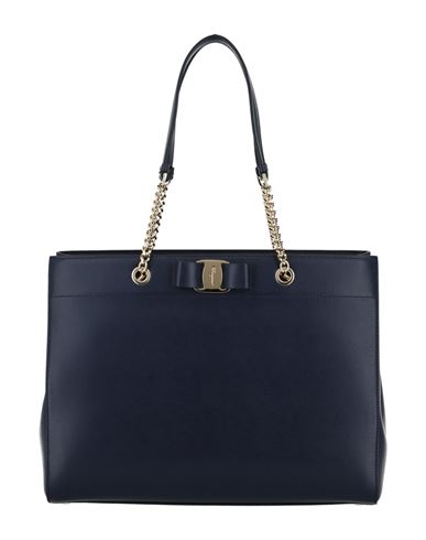 Shop Ferragamo Vara Bow Smooth Leather Tote Woman Shoulder Bag Blue Size - Calfskin
