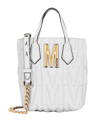 Shop Moschino Quilted Monogram Shoulder Bag Woman Handbag White Size - Lambskin