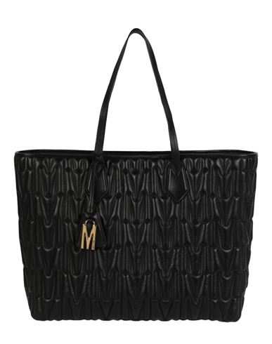 Shop Moschino M Quilted Leather Tote Woman Shoulder Bag Black Size - Lambskin