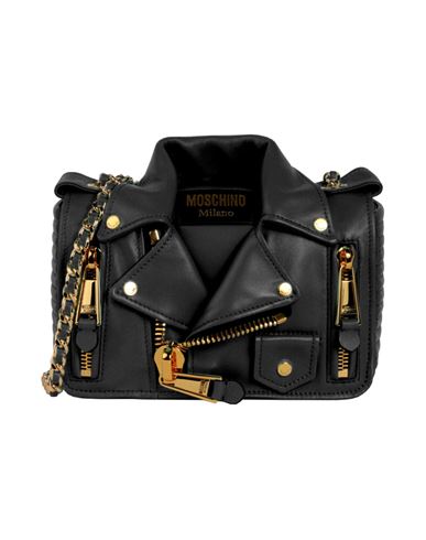 Moschino Leather Jacket Shoulder Bag Woman Cross-body Bag Black Size - Lambskin