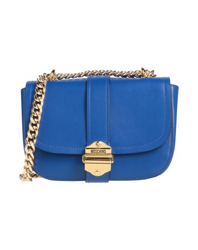 Shop Moschino Woman Cross-body Bag Bright Blue Size - Leather