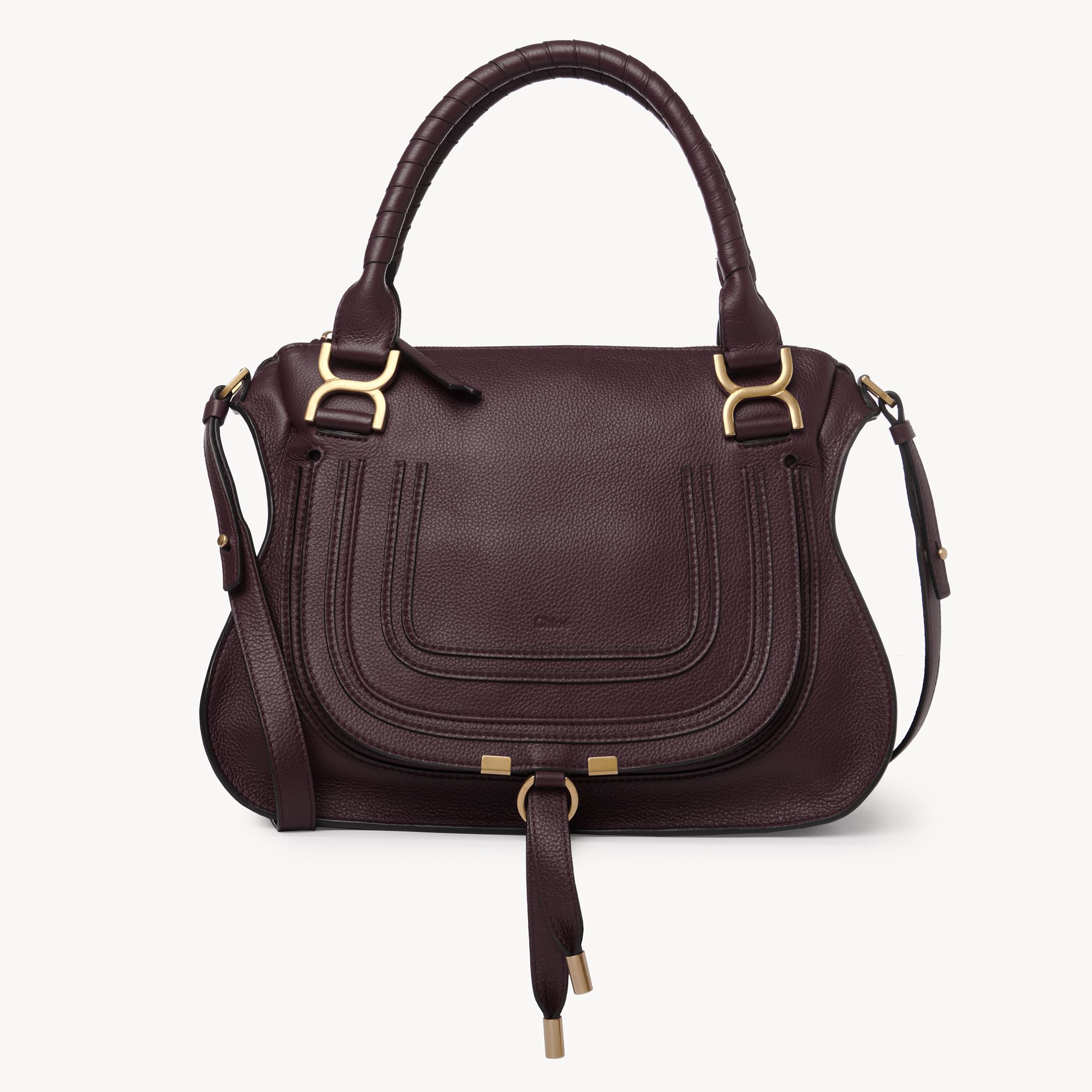 Shop Chloé Sac Marcie En Cuir Grainé Femme Violet Taille Onesize 100% Cuir De Veau In Purple