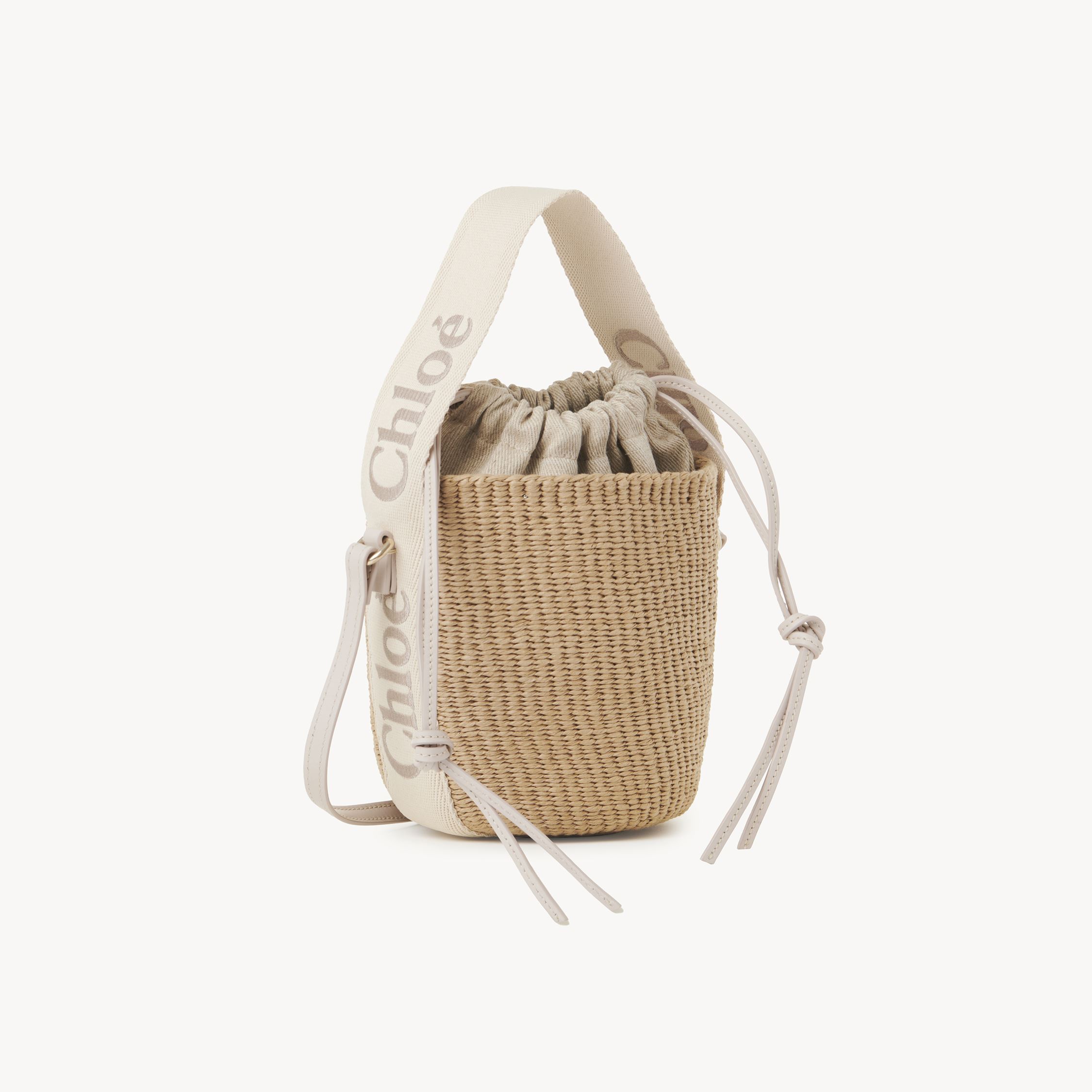 Shop Chloé Petit Panier Woody En Fibres Naturelles Femme Gris Taille Onesize 100% Papier In Grey