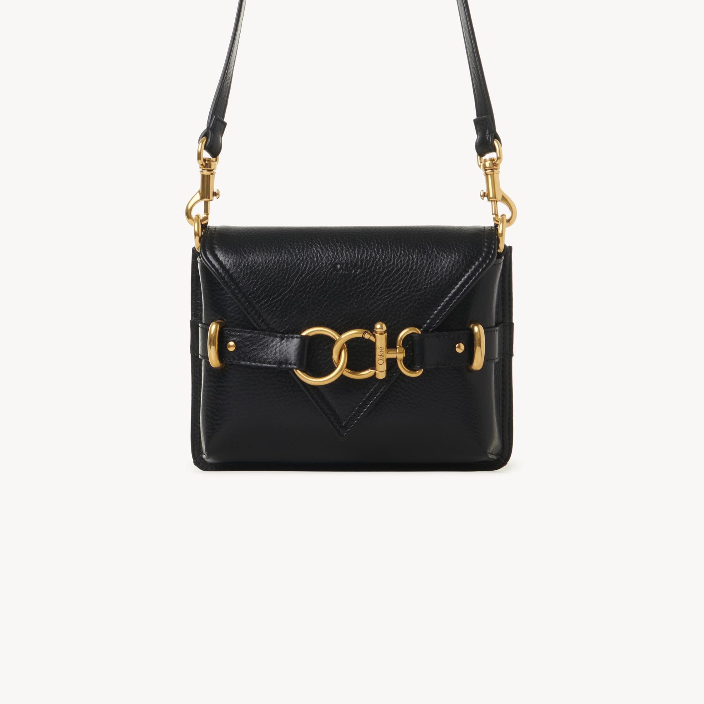 Shop Chloé Mini Sac Bandoulière Cape Bag En Cuir Grainé Femme Noir Taille Onesize 100% Cuir De Veau In Black