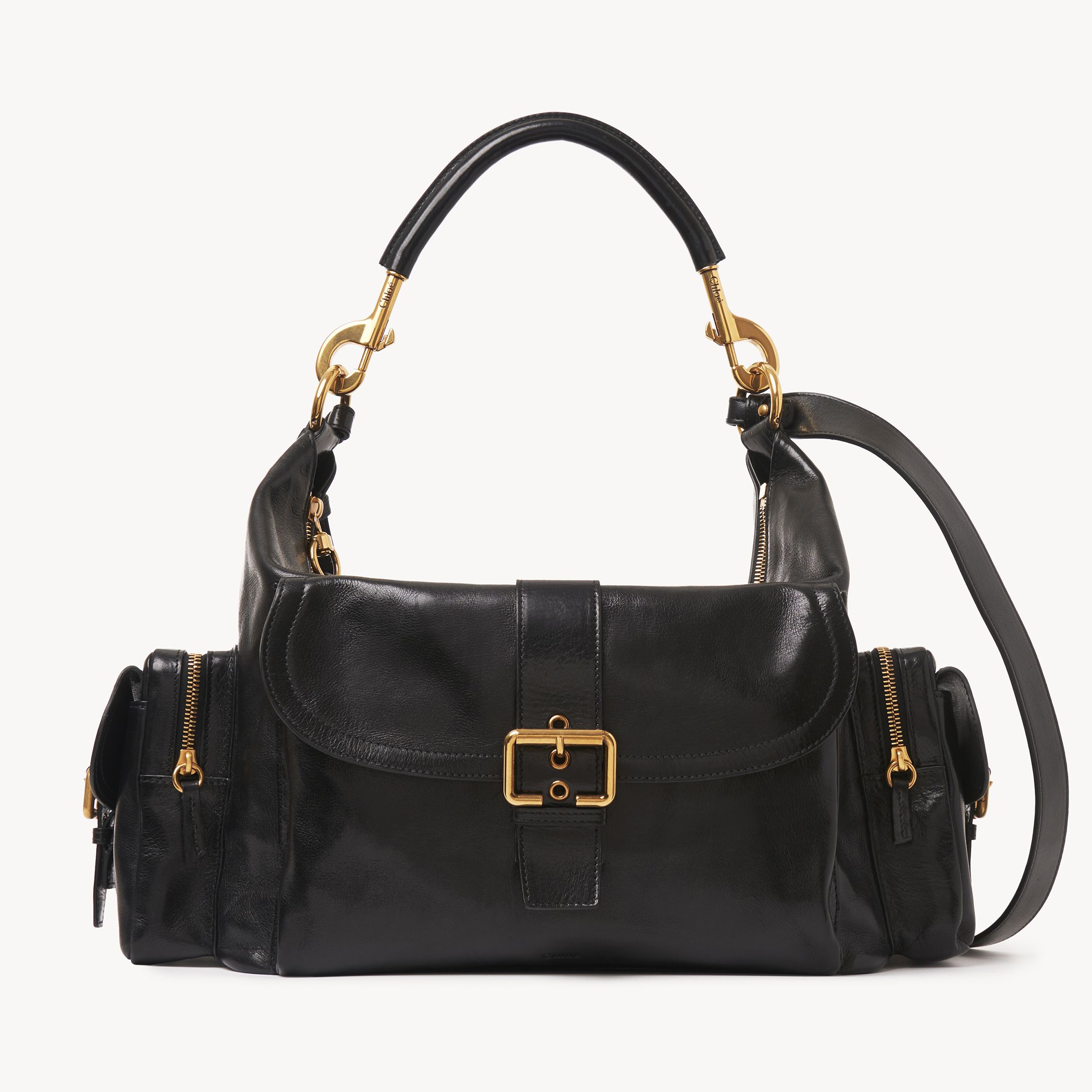 Chloé Large Camera Bag In Shiny Leather Black Size Onesize 100% Bubalus Bubalis, Farmed, Coo Italy In Black