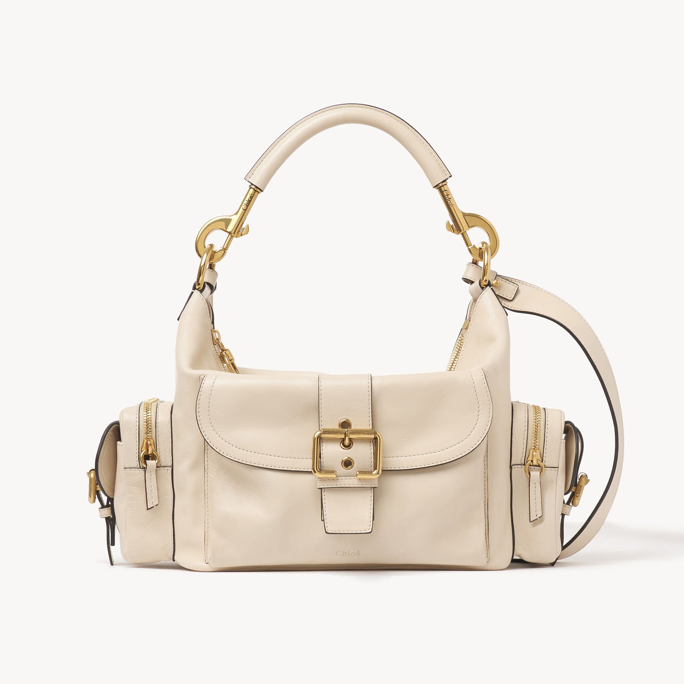 Chloé Leather Camera Bag In Neutral