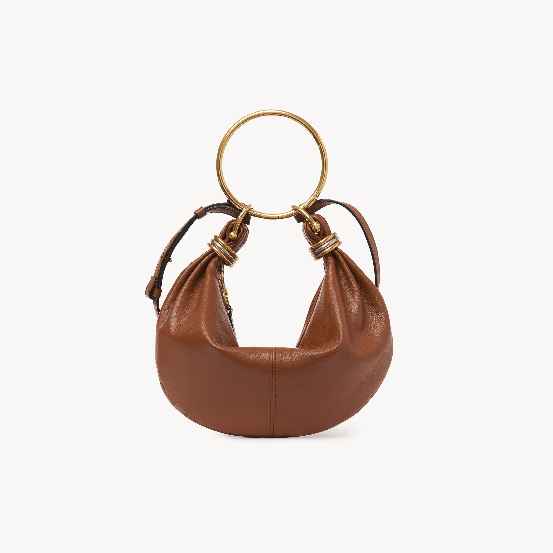 Shop Chloé Petit Sac Hobo Bracelet Bag En Cuir Grainé Femme Brun Taille Onesize 100% Cuir De Veau In Brown