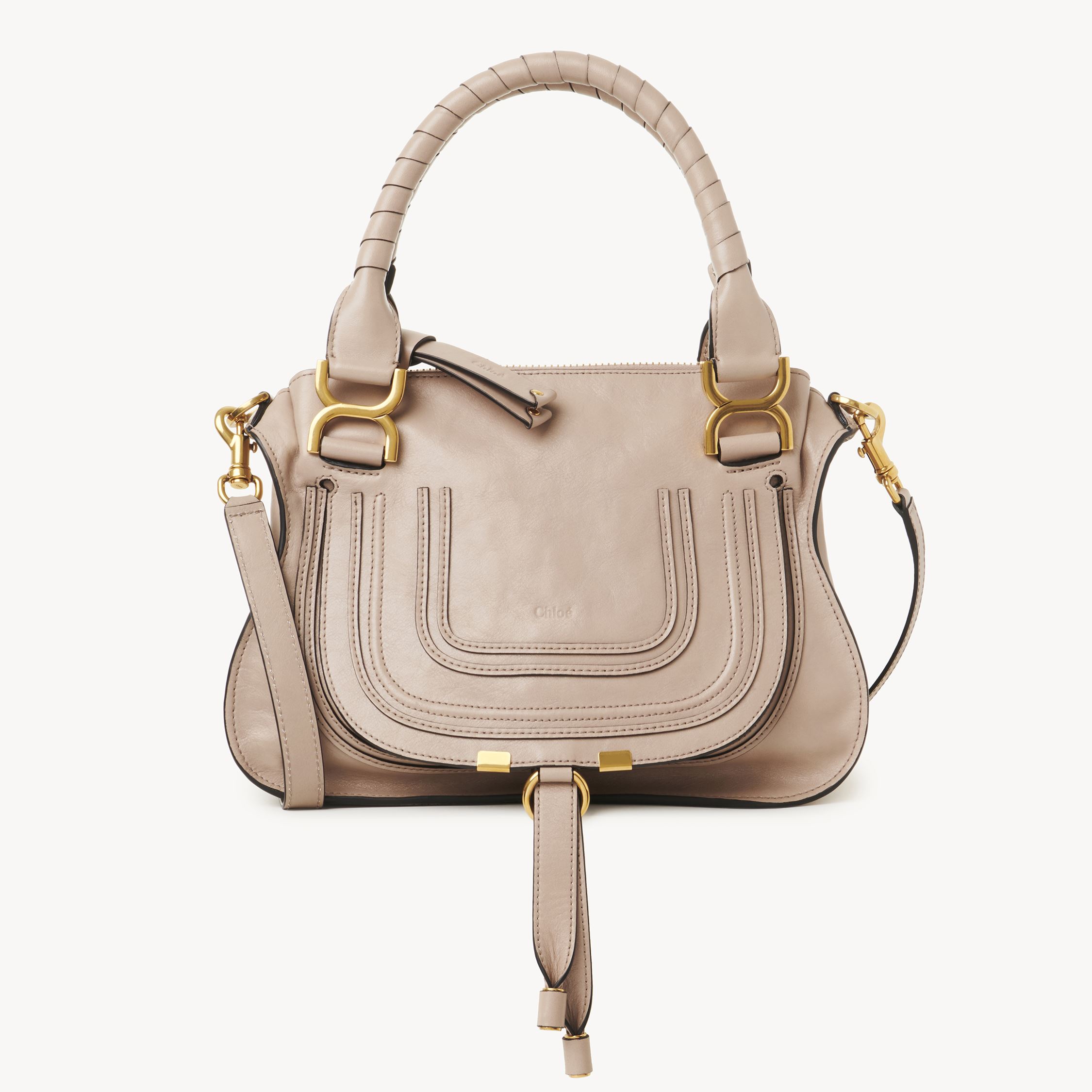Chloé Petit Sac Marcie En Cuir Brillant Femme Beige Taille Onesize 100% Cuir De Veau In Beige