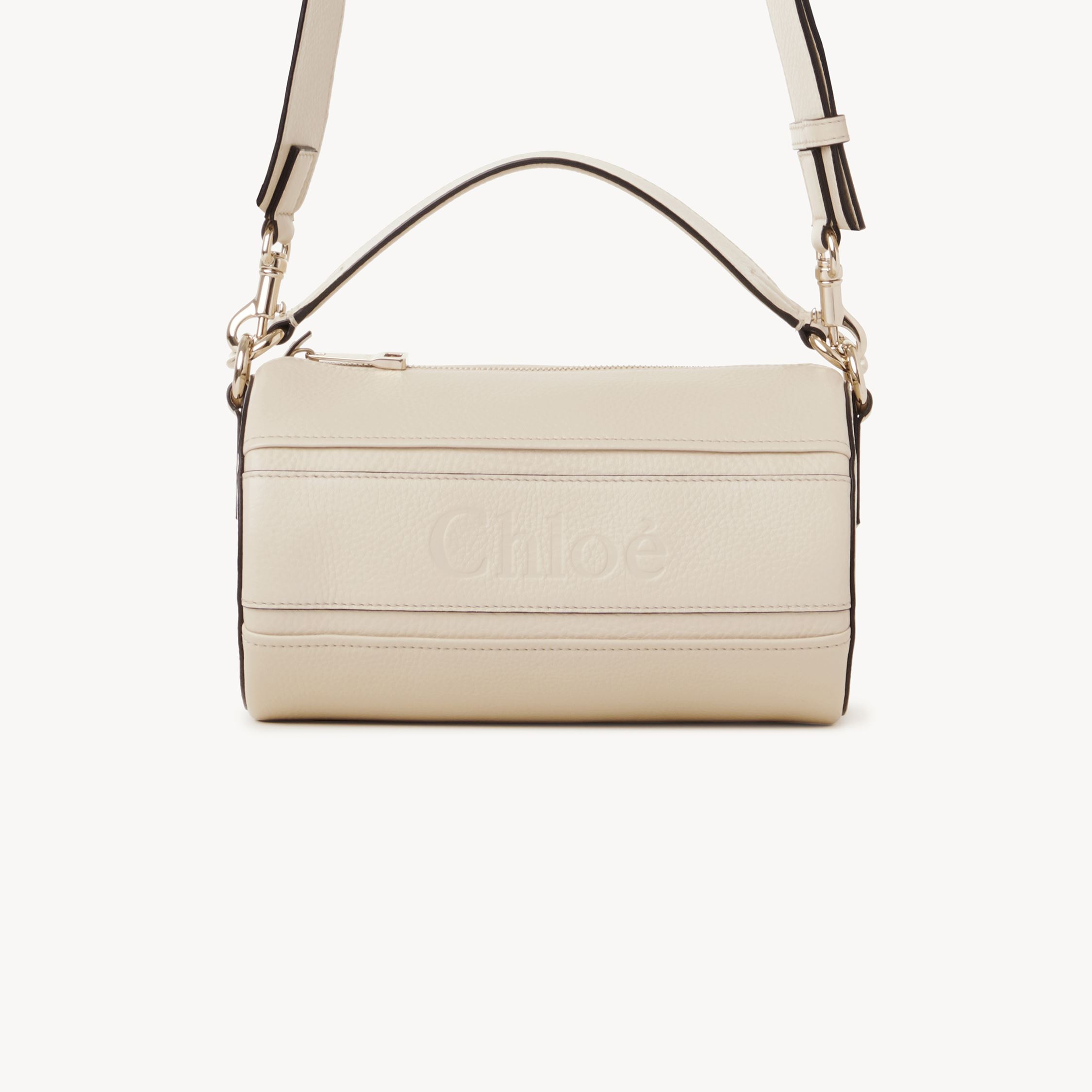 Shop Chloé Sac Tube Woody En Cuir Grainé Femme Beige Taille Onesize 100% Cuir De Veau