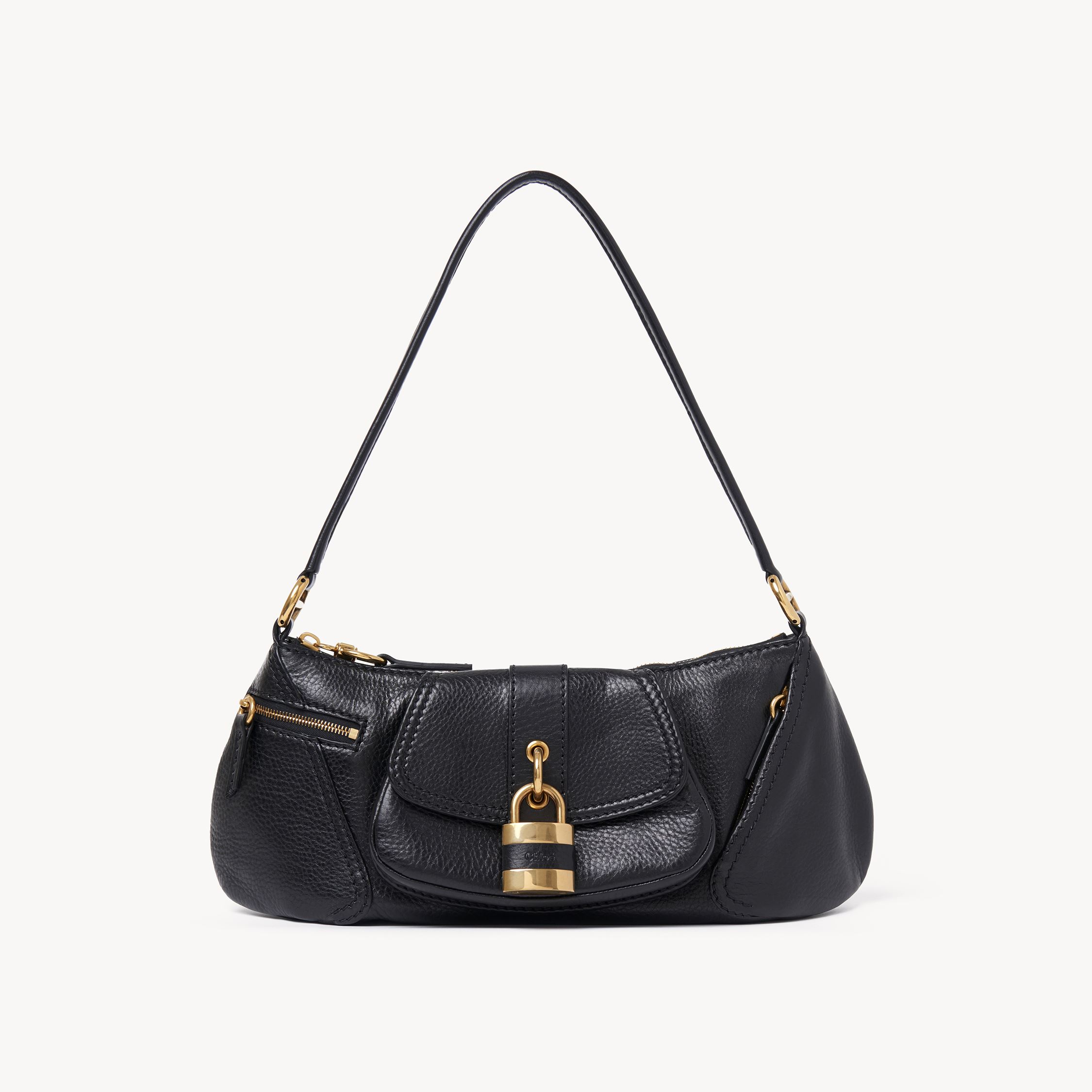 Shop Chloé Sac Porté Épaule The 99 En Cuir Grainé Femme Noir Taille Onesize 100% Cuir De Veau In Black