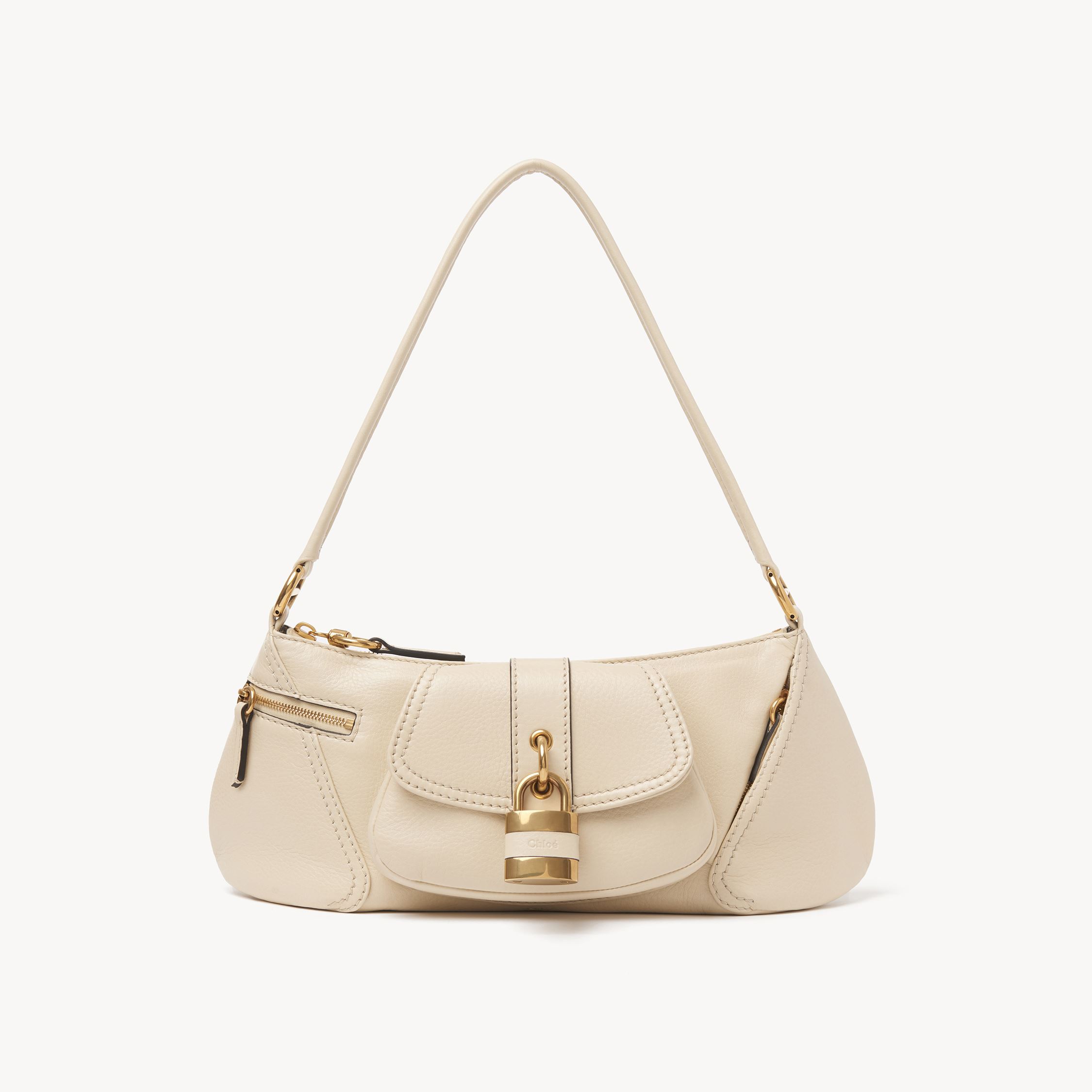 Shop Chloé Sac Porté Épaule The 99 En Cuir Grainé Femme Beige Taille Onesize 100% Cuir De Veau