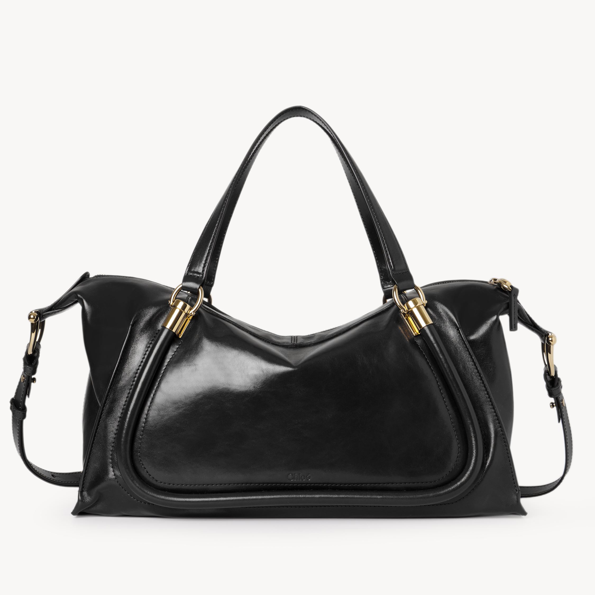 Chloé Sac Paraty 24 En Cuir Brillant Femme Noir Taille Onesize 100% Cuir De Veau In Black