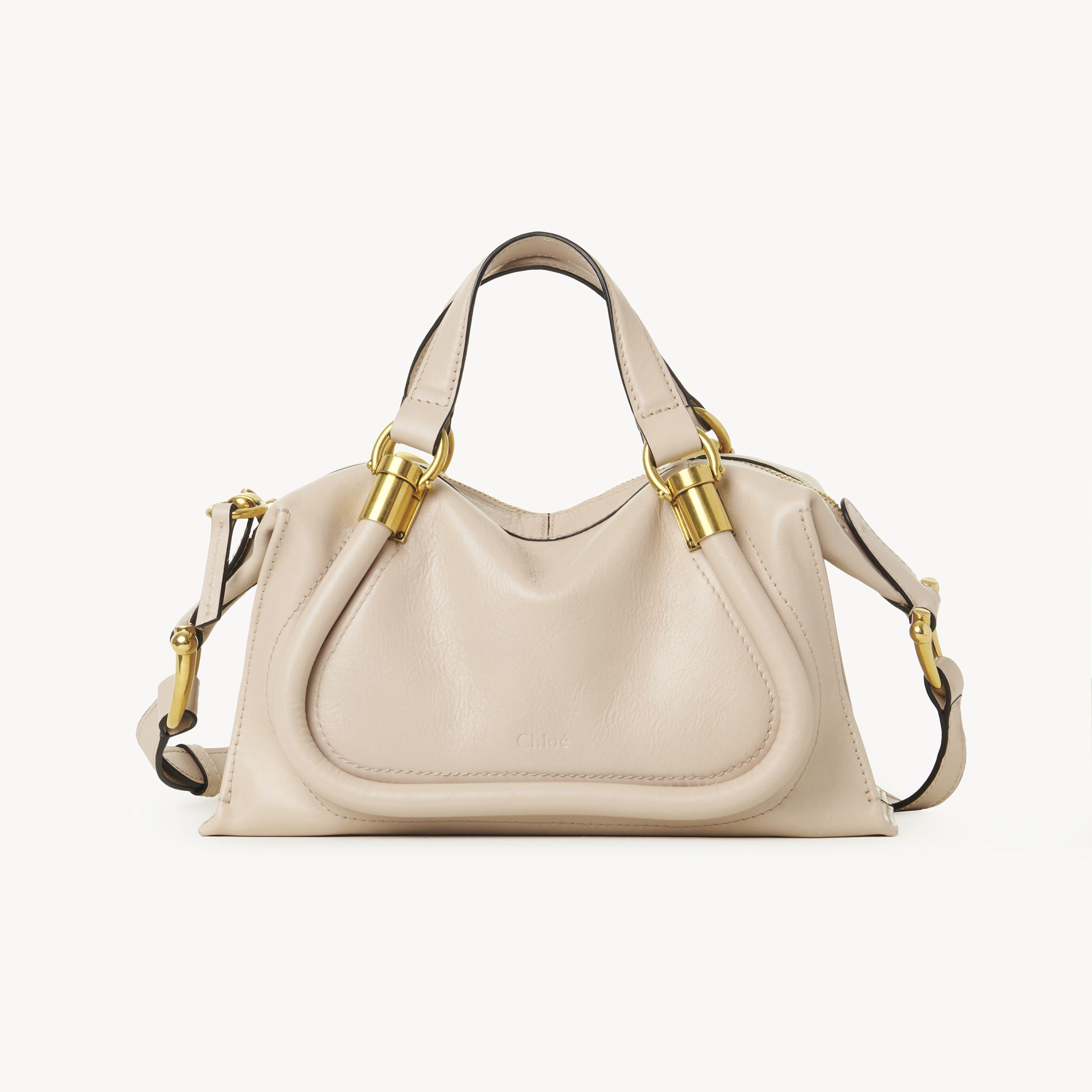 Chloé Petit Sac Paraty 24 En Cuir Brillant Femme Beige Taille Onesize 100% Cuir De Veau In Beige