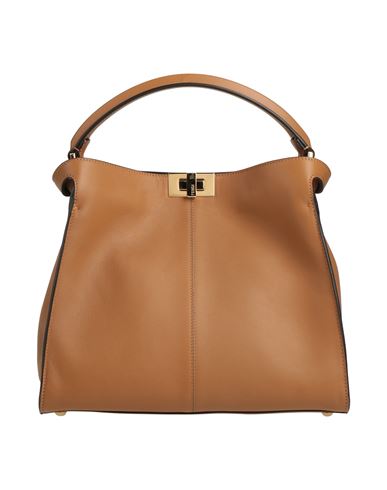 Fendi Woman Handbag Camel Size - Leather, Shearling In Brown