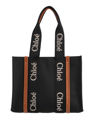 Chloé Woman Shoulder Bag Black Size - Linen, Calfskin