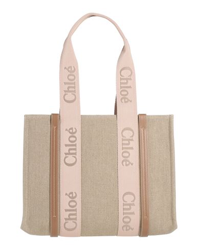 Chloé Woman Shoulder Bag Beige Size - Linen, Calfskin In Metallic