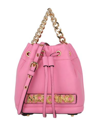 Shop Moschino Balloon Lettering Bucket Bag Woman Handbag Pink Size - Lambskin