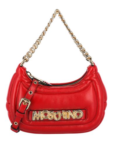 Shop Moschino Balloon Lettering Crescent Bag Woman Shoulder Bag Red Size - Lambskin