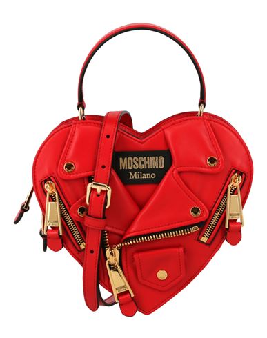 Shop Moschino Biker Heart-shaped Bag Woman Handbag Red Size - Leather