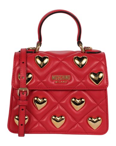 Moschino Heart Studs Quilted Shoulder Bag In Red