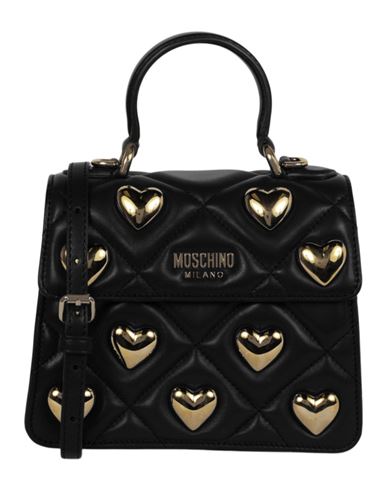 Shop Moschino Heart Studs Quilted Shoulder Bag Woman Handbag Black Size - Lambskin
